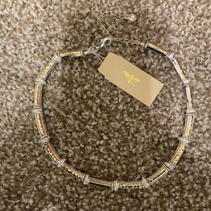 NWT! Elegant Gold, Silver & Diamond Necklace • Choker
